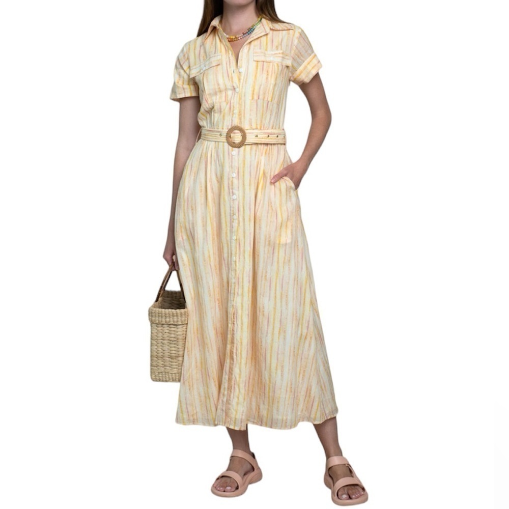 Olivia James The Label | Belted Marlow Dress in Reflect Sunset Size XL